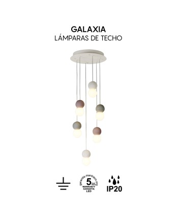 GALAXIA * LÁMPARA CON 6 COLGANTES REDONDOS VARIADOS
